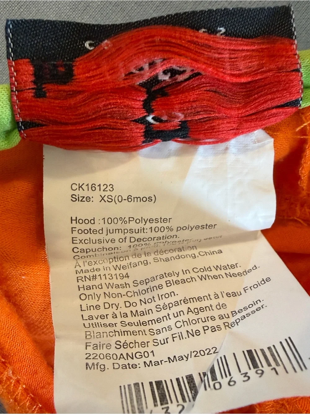 Baby Pumpkin Halloween Footed One-Piece 0-6m